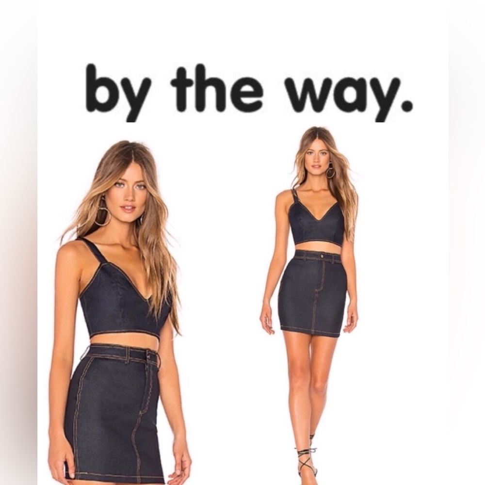 by the way. Bailee dark denim stitch skirt and top set